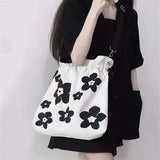 Floral Canvas Shoulder Bag Large Capacity Totes Cross Body Shopping