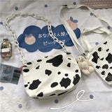 Harajuku Cow Print Bag Canvas Women Chain Messenger Bags