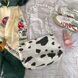 Harajuku Cow Print Bag Canvas Women Chain Messenger Bags