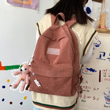 High Corduroy Women Backpack Female College Student Backpacks Junior High School