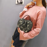 Floral Embroidery Handbag Purse Shoulder Bag Heart Shaped Leather Chain