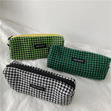 Houndstooth Cosmetic Bag Zipper Small Storage Girls Pencil Case Makeup Bags