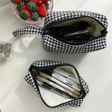 Houndstooth Cosmetic Bag Zipper Small Storage Girls Pencil Case Makeup Bags