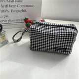 Houndstooth Cosmetic Bag Zipper Small Storage Girls Pencil Case Makeup Bags