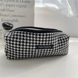 Houndstooth Cosmetic Bag Zipper Small Storage Girls Pencil Case Makeup Bags