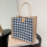 Ins Lunch Bags for Women Houndstooth Small Lunch Bag Food Storage Tote Bag