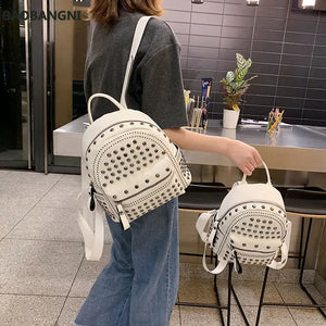 Mini Campus Schoolbag Rivet Backpack for Girls