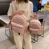 Mini Campus Schoolbag Rivet Backpack for Girls