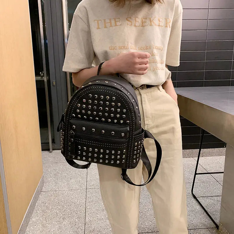 Mini Campus Schoolbag Rivet Backpack for Girls