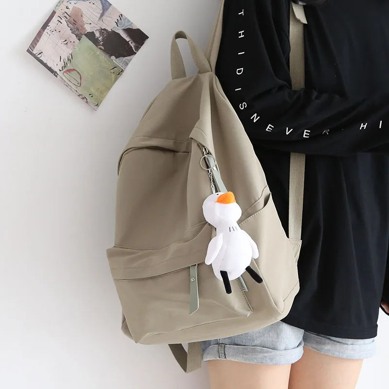 Ins Solid Backpack Female Harajuku Bag Middle School Students