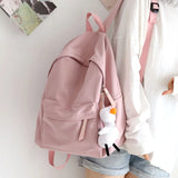 Ins Solid Backpack Female Harajuku Bag Middle School Students