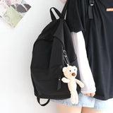 Ins Solid Backpack Female Harajuku Bag Middle School Students