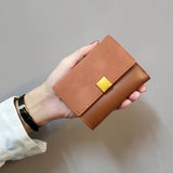 Ins Solid Women Wallets Short Mini Wallet Leather Button Coin Purse Lady