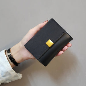 Ins Solid Women Wallets Short Mini Wallet Leather Button Coin Purse Lady