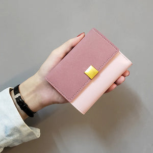 Ins Solid Women Wallets Short Mini Wallet Leather Button Coin Purse Lady