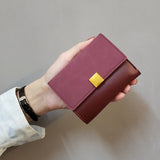 Ins Solid Women Wallets Short Mini Wallet Leather Button Coin Purse Lady