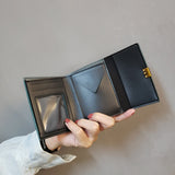 Ins Solid Women Wallets Short Mini Wallet Leather Button Coin Purse Lady