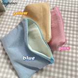 Sweet Plaid Cosmetic Bags Women Zipper Canvas Case Makeup Storage Pouch