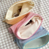 Sweet Plaid Cosmetic Bags Women Zipper Canvas Case Makeup Storage Pouch