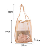 Ins Transparent Protable Mesh Shopping Bag Large-capacity Beach Mesh Bag