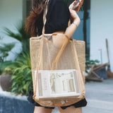Ins Transparent Protable Mesh Shopping Bag Large-capacity Beach Mesh Bag