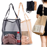 Ins Transparent Protable Mesh Shopping Bag Large-capacity Beach Mesh Bag