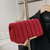 Ins Velvet Female Crossbody Bag Solid Chain Shoulder Bag