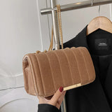 Ins Velvet Female Crossbody Bag Solid Chain Shoulder Bag