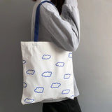 Clouds Printing Canvas Tote Bag with Zipper
