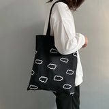 Clouds Printing Canvas Tote Bag with Zipper