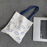 Clouds Printing Canvas Tote Bag with Zipper