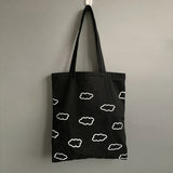 Clouds Printing Canvas Tote Bag with Zipper
