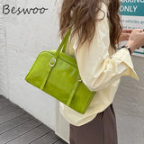 Green Leather Shoulder Bag for Women