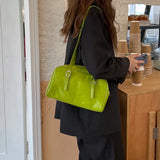 Green Leather Shoulder Bag for Women