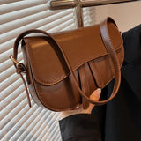 Ins Women's Retro Niche Shoulder Bag Female PU Saddle Bag Handbag