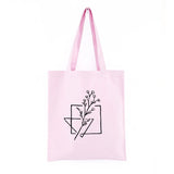 Y2K Plant Print Canvas Bag Large-Capacity Shopper Shoulder Bag
