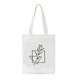 Y2K Plant Print Canvas Bag Large-Capacity Shopper Shoulder Bag