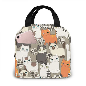 Insulated Lunch Bag Cartoon Cats Tote Cooler