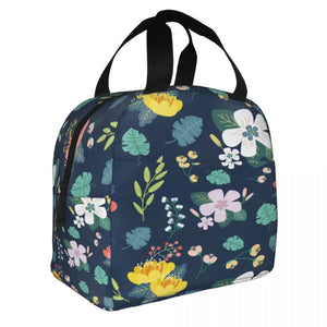 Insulated Lunch Bag Thermal Leaves Exotic Flowers Tote Cooler