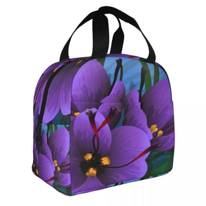 Insulated Lunch Bag Thermal Saffron Flower Tote Cooler Picnic Food Lunch Box Bag