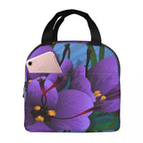 Insulated Lunch Bag Thermal Saffron Flower Tote Cooler Picnic Food Lunch Box Bag