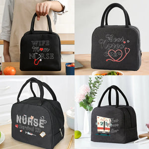 Insulated Lunch Bag Zipper Cooler Tote Thermal Bag Lunch Box Canvas Food Nurse