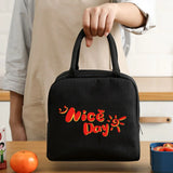 Food Pattern Insulated Lunch Bag Thermal Tote Cooler Box Canvas Handbag
