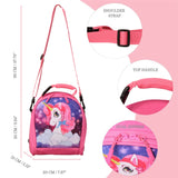 Girls Insulated Lunch Bag Thermal Reusable Tote Daycare Cooler School Snacks