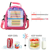 Girls Insulated Lunch Bag Thermal Reusable Tote Daycare Cooler School Snacks