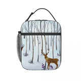 Insulated Lunch Box Deer Forest Cooler Bag Leak-proof Lunch Tote Wine Bag