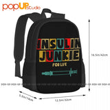 Insulin Junkie For Life Backpack Large Capacity Print Schoolbag