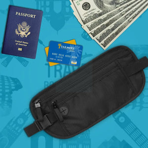 Travel Money Belt Bag Passport Waist Pouch