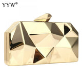 Geometry Pattern Clutch Silver Evening Bag Chain Strap Wallet Pouch