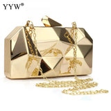 Geometry Pattern Clutch Silver Evening Bag Chain Strap Wallet Pouch